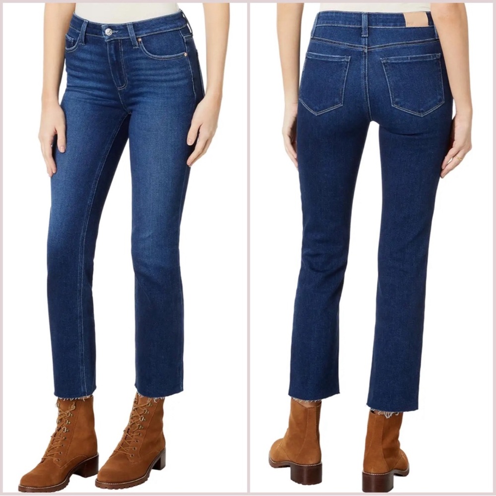 (PENDING) PAIGE Cindy Crop Jeans • Straight Leg • Dark Wash • Raw Hem